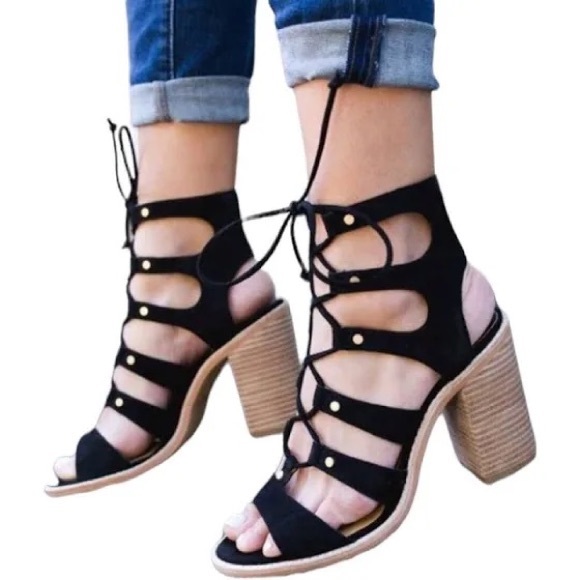 Dolce Vita Black Lace Up Heels - Picture 5 of 5